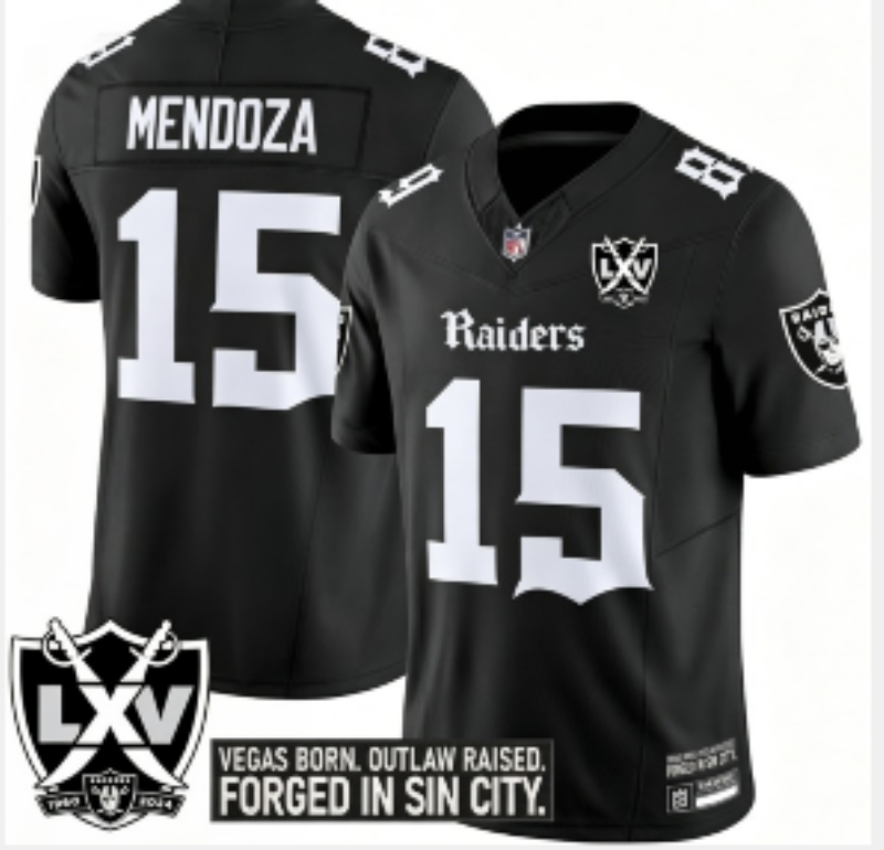 Men 2026 Oakland Raiders #15 Mendoza black Nike Limited NFL Jersey 0728001->san francisco 49ers->NFL Jersey